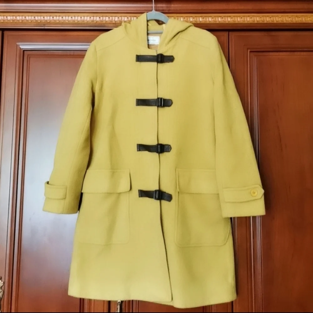 Golden tan wool-blend buckle hooded car coat - Picture 1 of 9